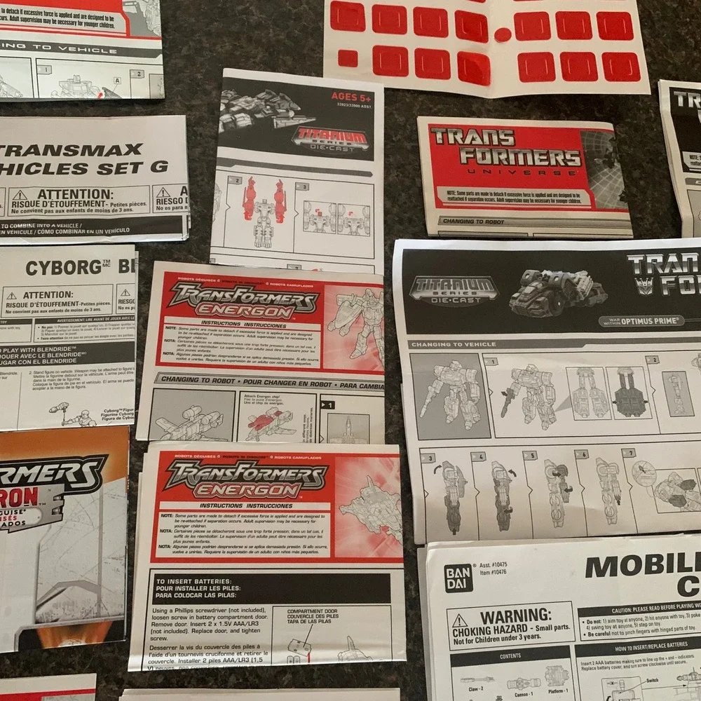Transformers‎ Instruction Manual Lot w/ Comic Cybertron Energon Universe Vintage